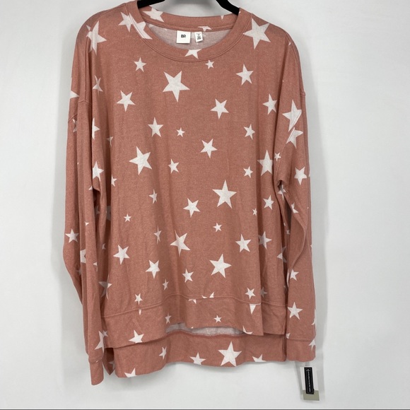BP Long Sleeve Lounge Top Pink Star Print - Picture 2 of 7